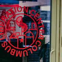 Front dooe with Liberation Center sign