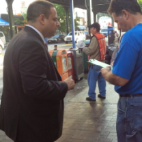 Man signing petition