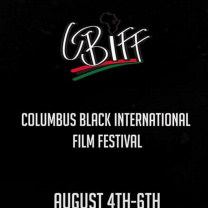 Black background with white words promoting film festival