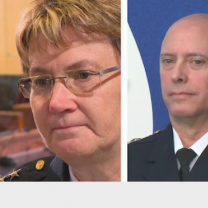 Three photos, female police chief, male police chief
