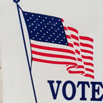 Flag and word Vote