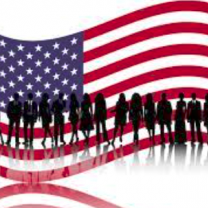 Flag and people