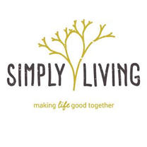 Drawing of a twig-like treein the middle and words Simply and Living on each side