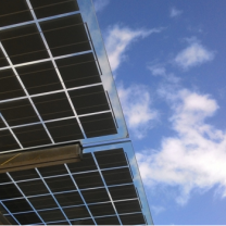 Solar panels against the blue sky