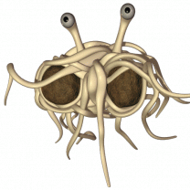 Weird cartoon spaghetti monster