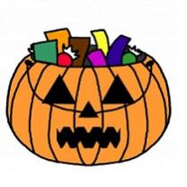 Drawing of pumpkin with candy coming out of the top