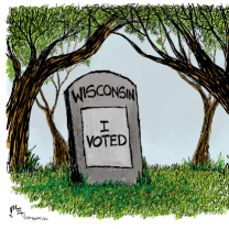Grave that says Wisconsin I Voted