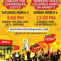 Poster announcing events with people picketing Wendys