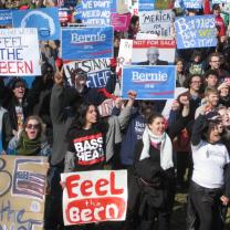 On February 27 about 900 Bernie Sanders supporters gathered for a rally at the Wexner Center Plaza on the OSU campus and marched to Goodale Park. 