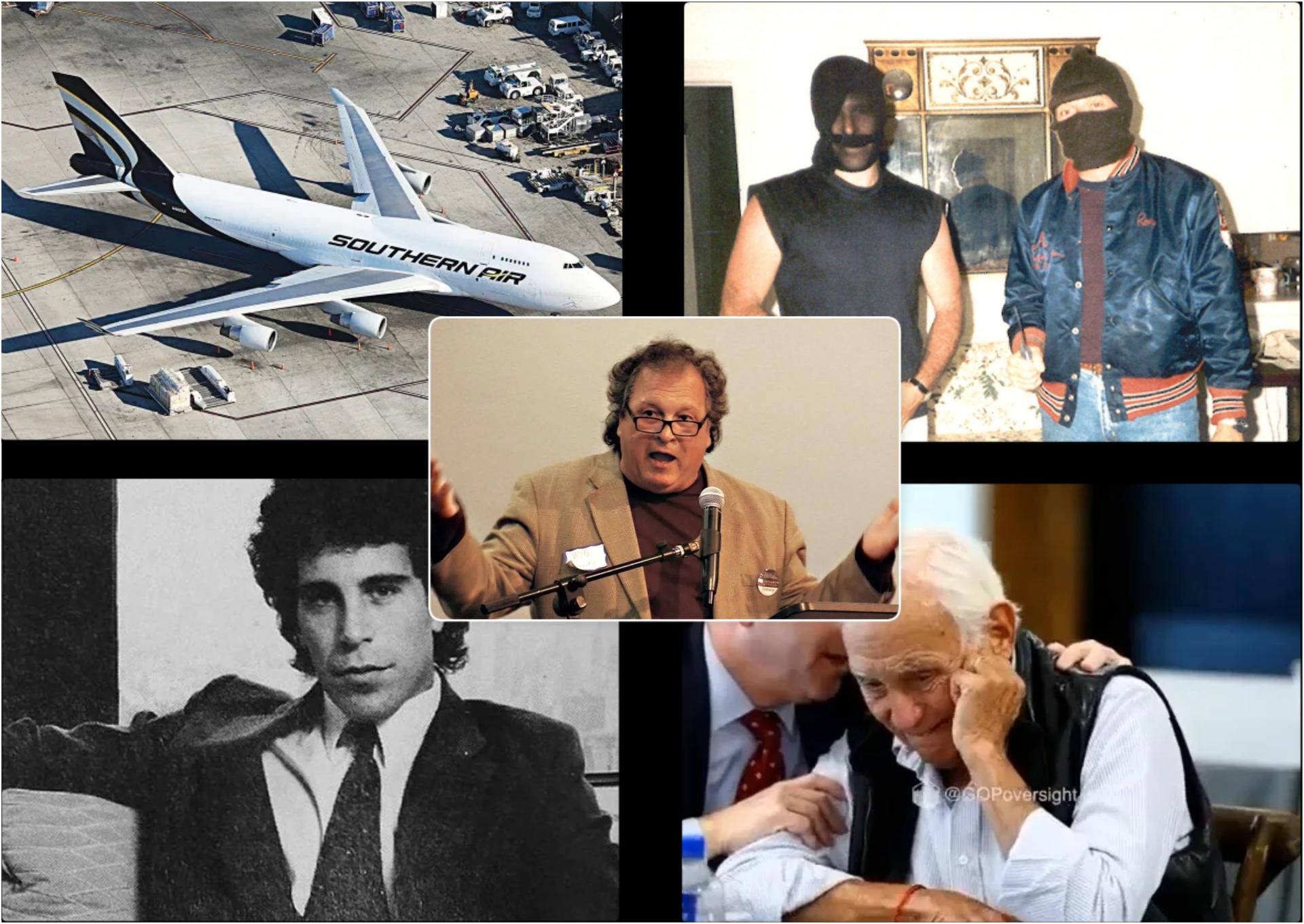 Collage of photos with Wexner, Epstein and others