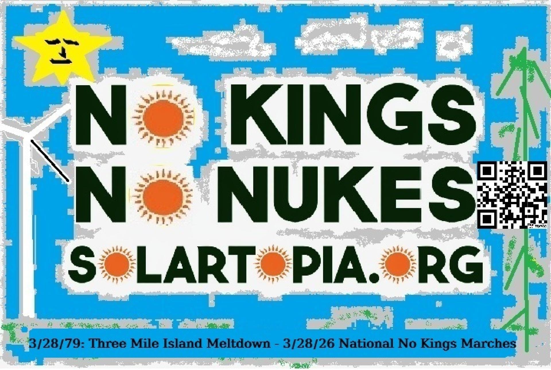 QR code No Kings No Nukes 3 mile island Anniv. March 28, 