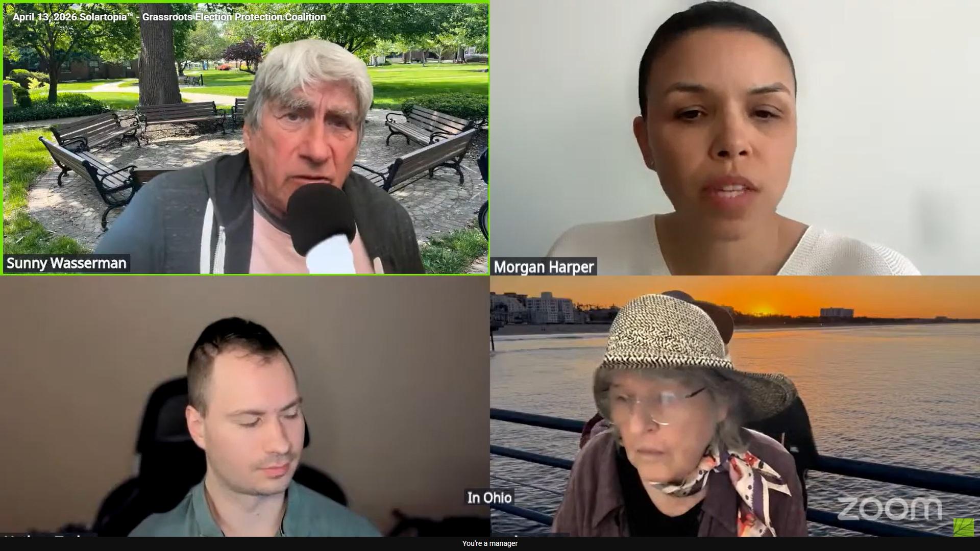 Harvey, Morgan, Nathan Myla in zoom