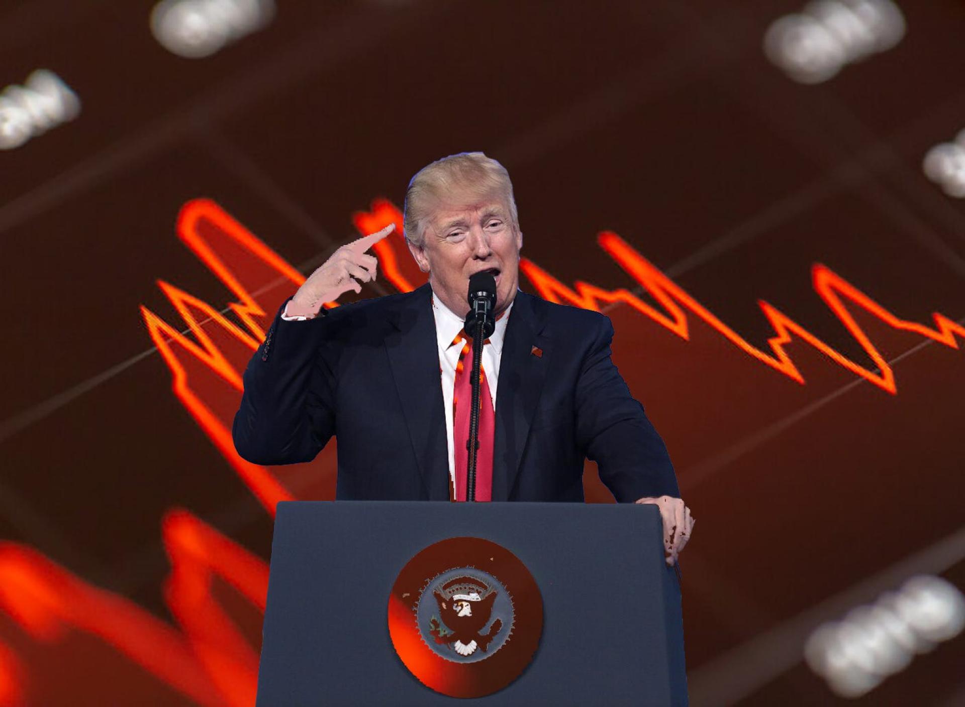 Trump at a podium