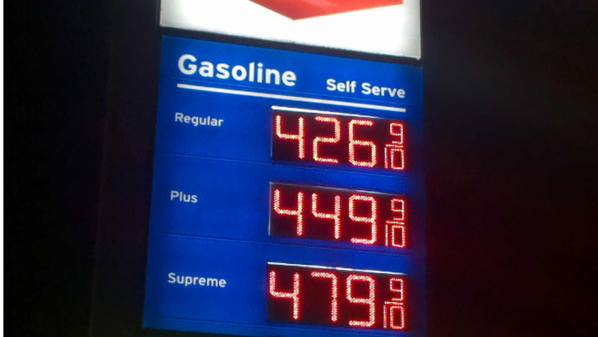 Sign from gas station