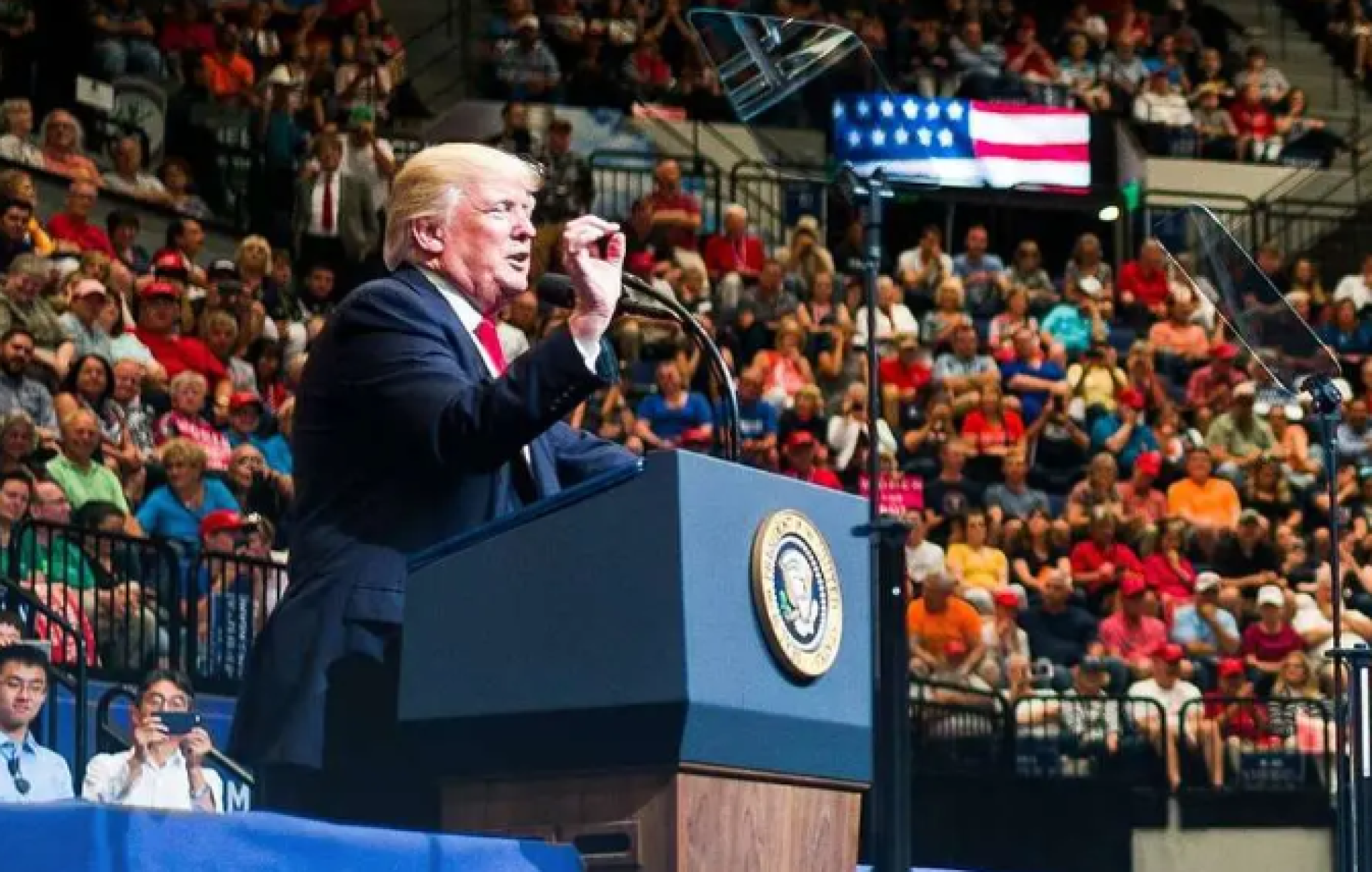 Trump at a podium
